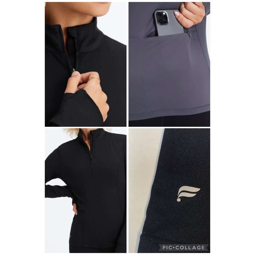 Fabletics Womens Half-Zip Phoenix Black Mid-Layer Top XXL Moisture-Wicking NEW - Picture 6 of 16